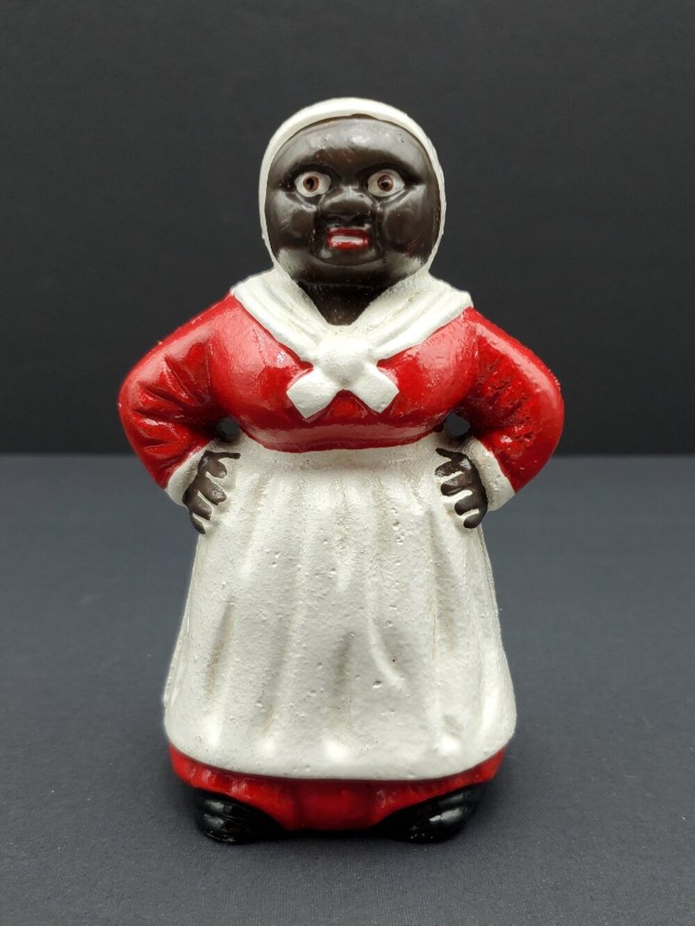 African American Woman 5.5" Cast Iron Coin Bank Metal Americana Maid Figure